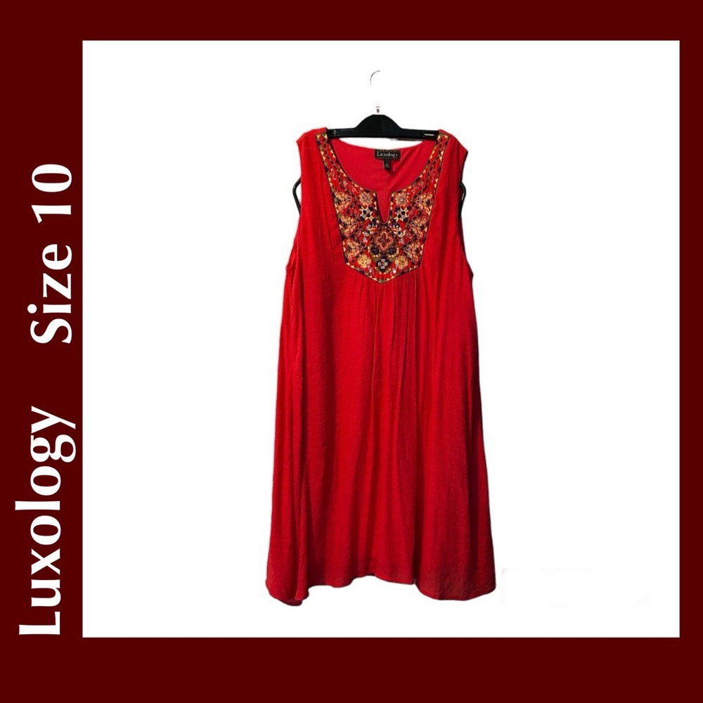 Luxology SZ 10 Coral Sleeveless
Embroidered Beaded